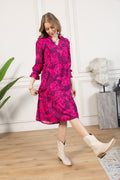 Spring Carnival Ruffle Dress in boysenberry color