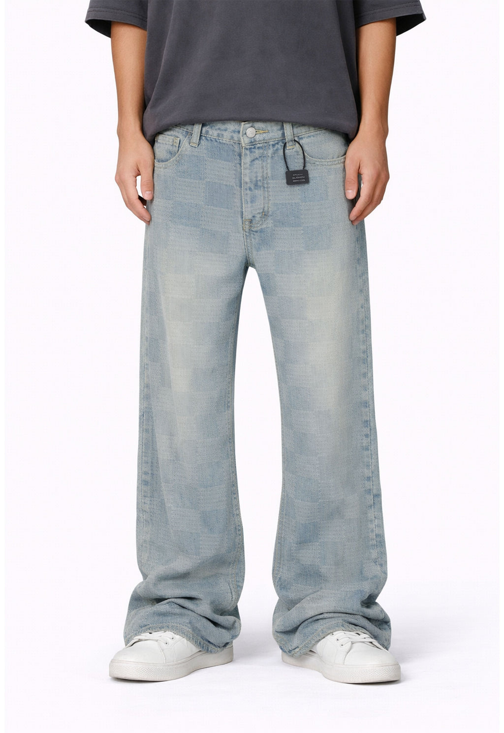 AZUL CHECKERED FLARE DENIM