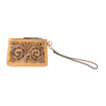 Myra Sierra Scroll Handtooled Card Holder in Bronco Umber